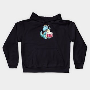 Dinosaur Playing Drums Kids Hoodie